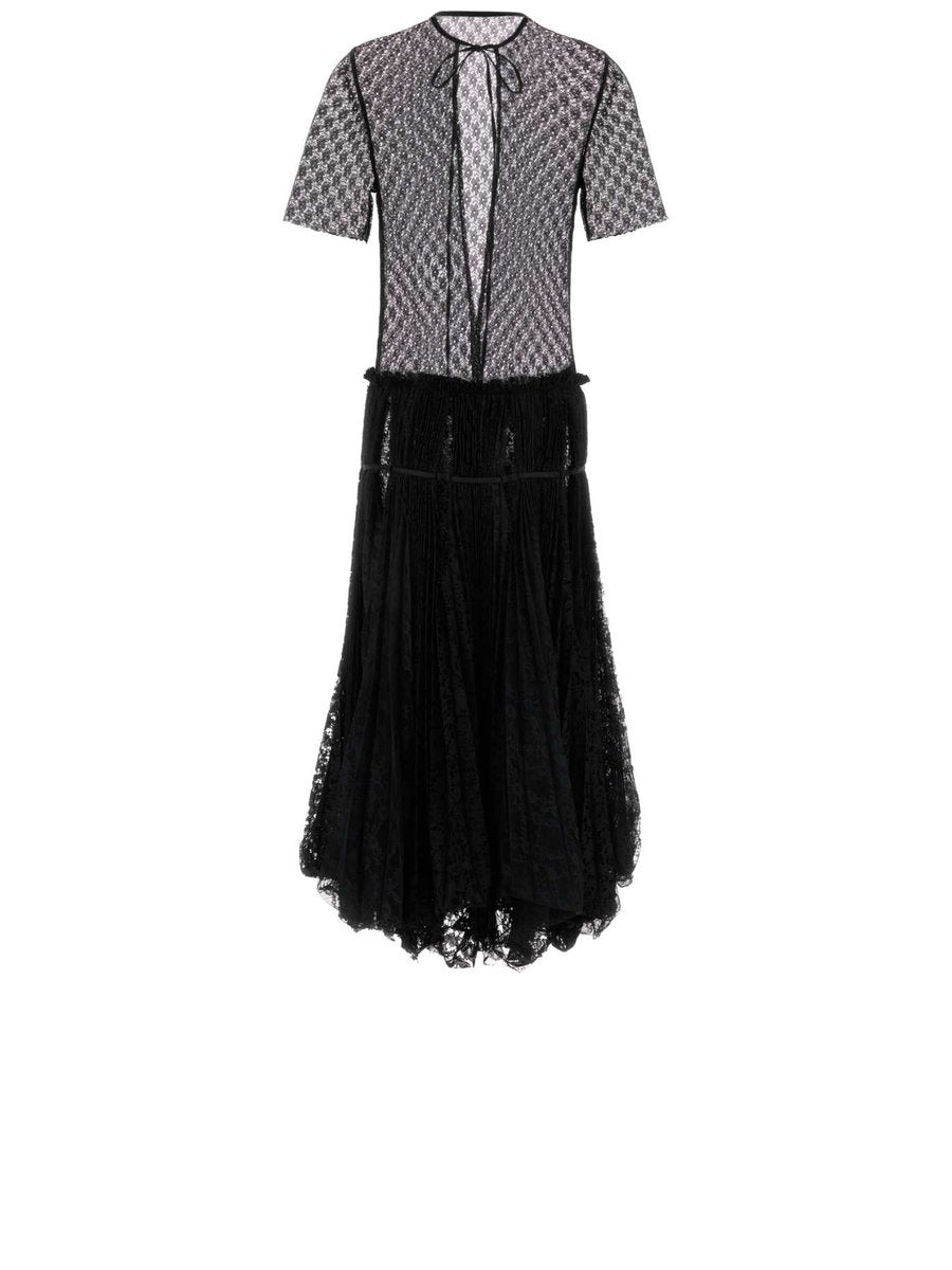 JW Anderson Mixed Lace Dress in Black Polyester