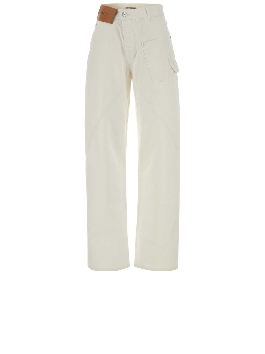 JW Anderson Twisted Workwear Jeans in White Cotton