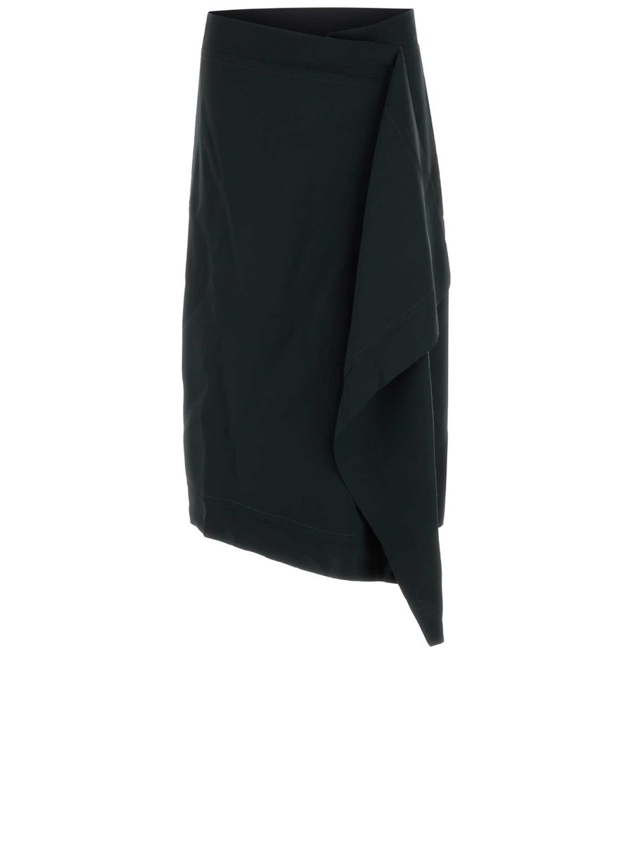 Ami Tailored Midi Wrapped Skirt in Black Virgin Wool