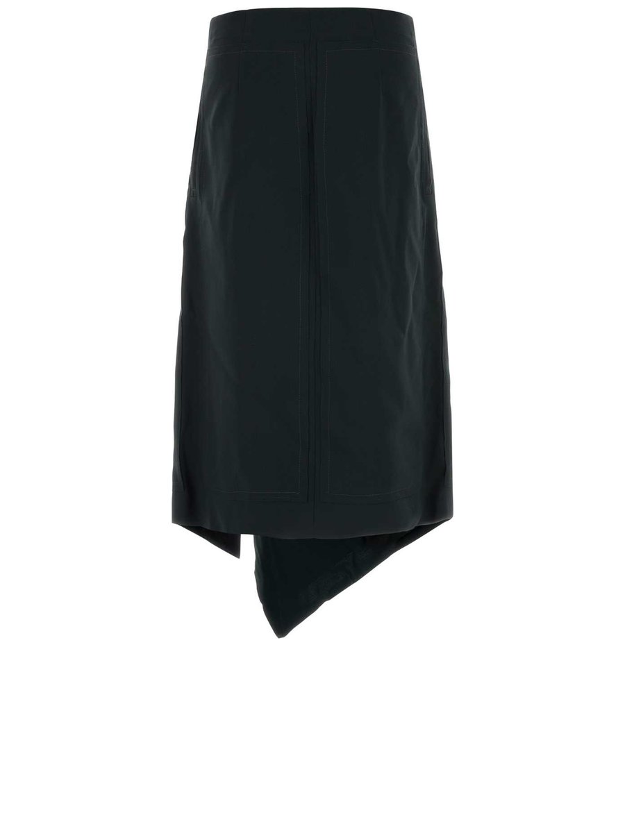 Ami Tailored Midi Wrapped Skirt in Black Virgin Wool