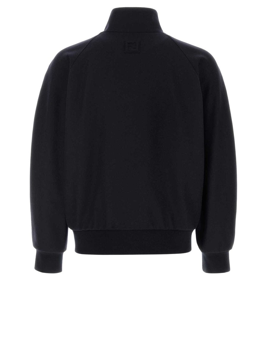 Fendi FF Embossed Sweater in Blue Cashmere