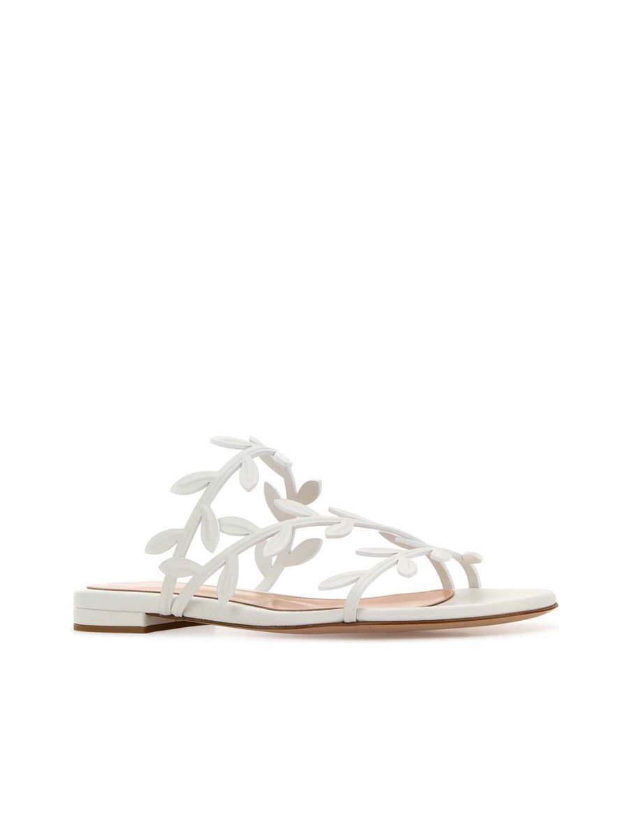 Gianvito Rossi Flavia Sandals in White Nappa Leather