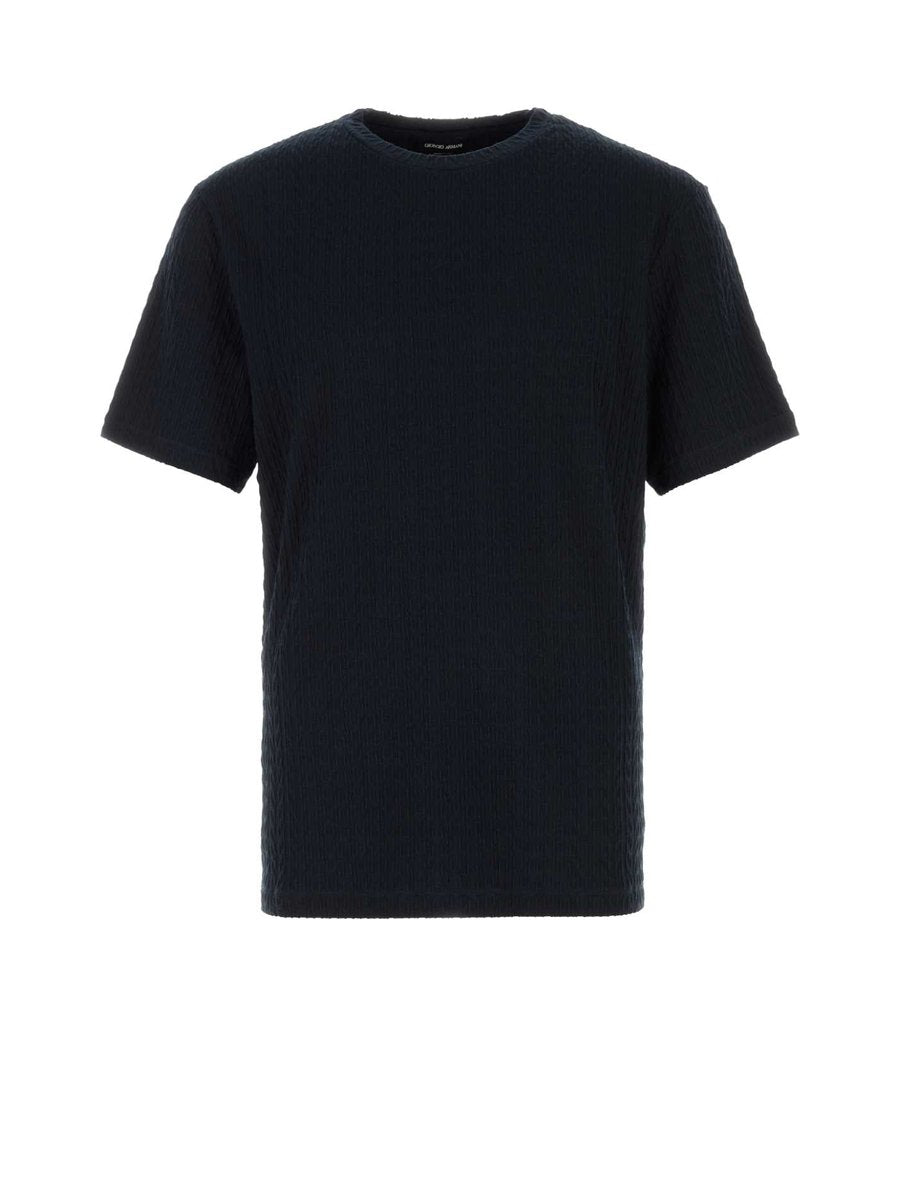Giorgio Armani Knit T-Shirt in Blue Viscose-Cashmere Blend