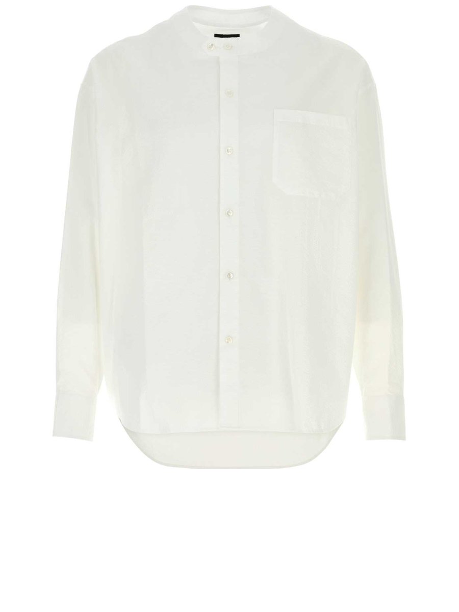 Giorgio Armani Seersucker Shirt in White Cotton