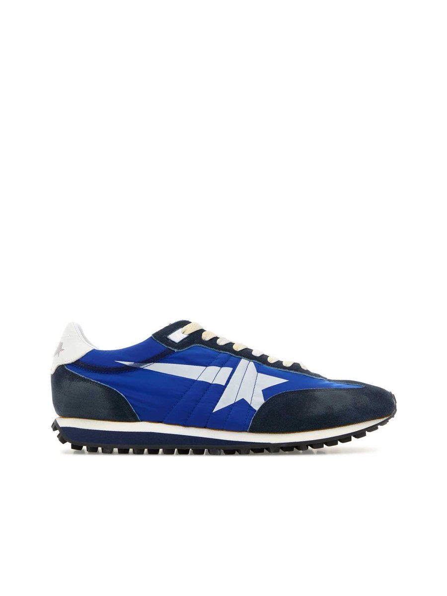 Golden Goose Running Marathon Sneakers in Blue Nylon and Suede
