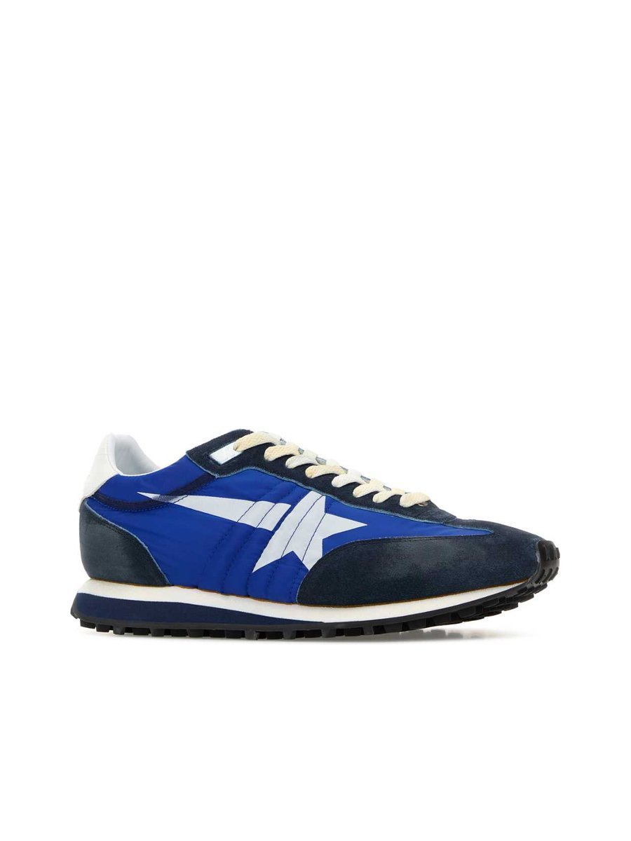Golden Goose Running Marathon Sneakers in Blue Nylon and Suede
