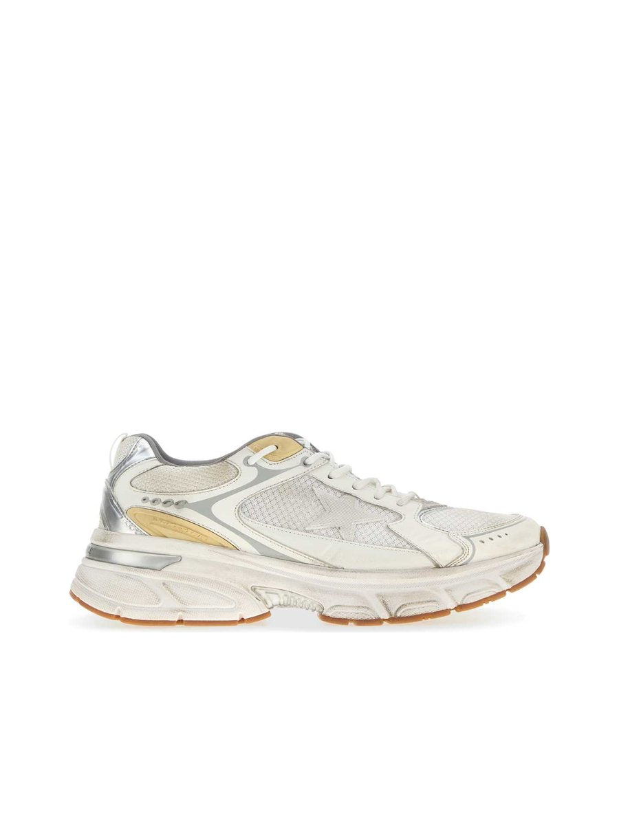 Golden Goose Lightstar Sneakers in White Leather and Mesh