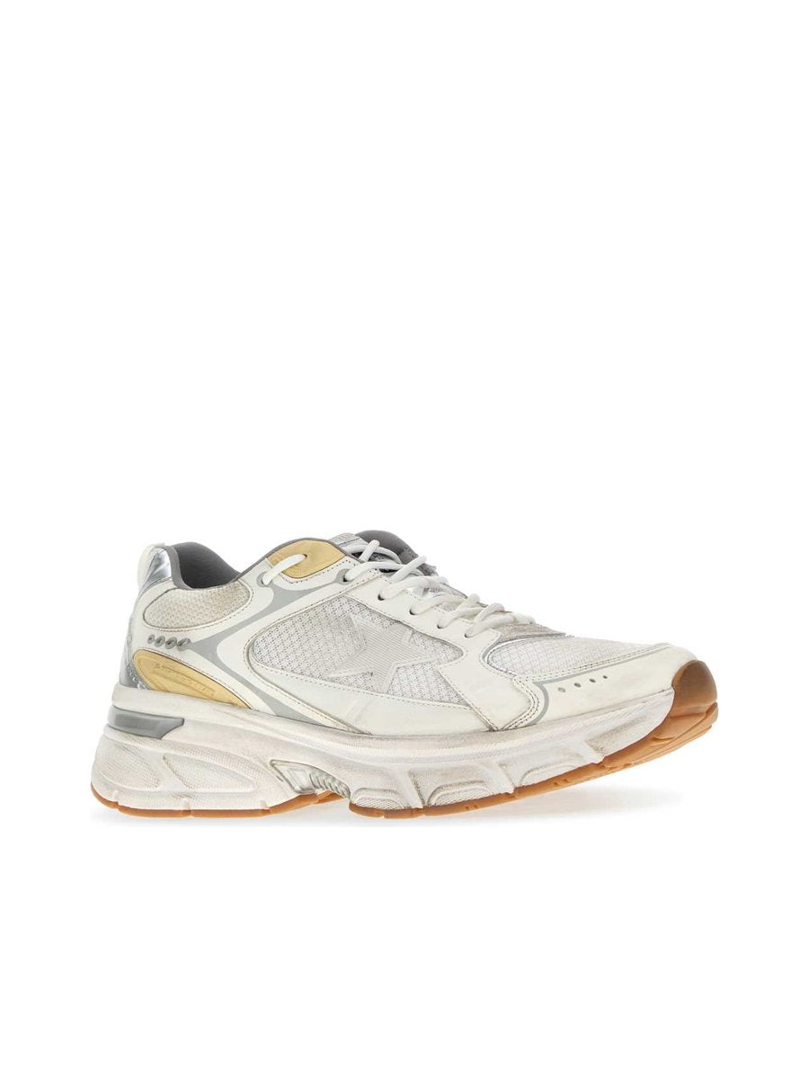 Golden Goose Lightstar Sneakers in White Leather and Mesh