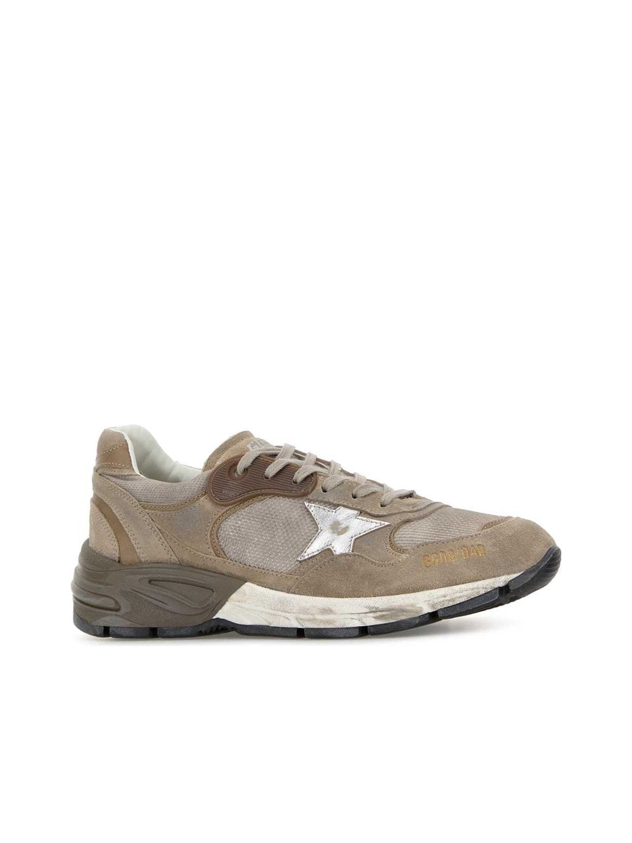 Golden Goose Running Dad Sneakers in Grey Mesh and Suede