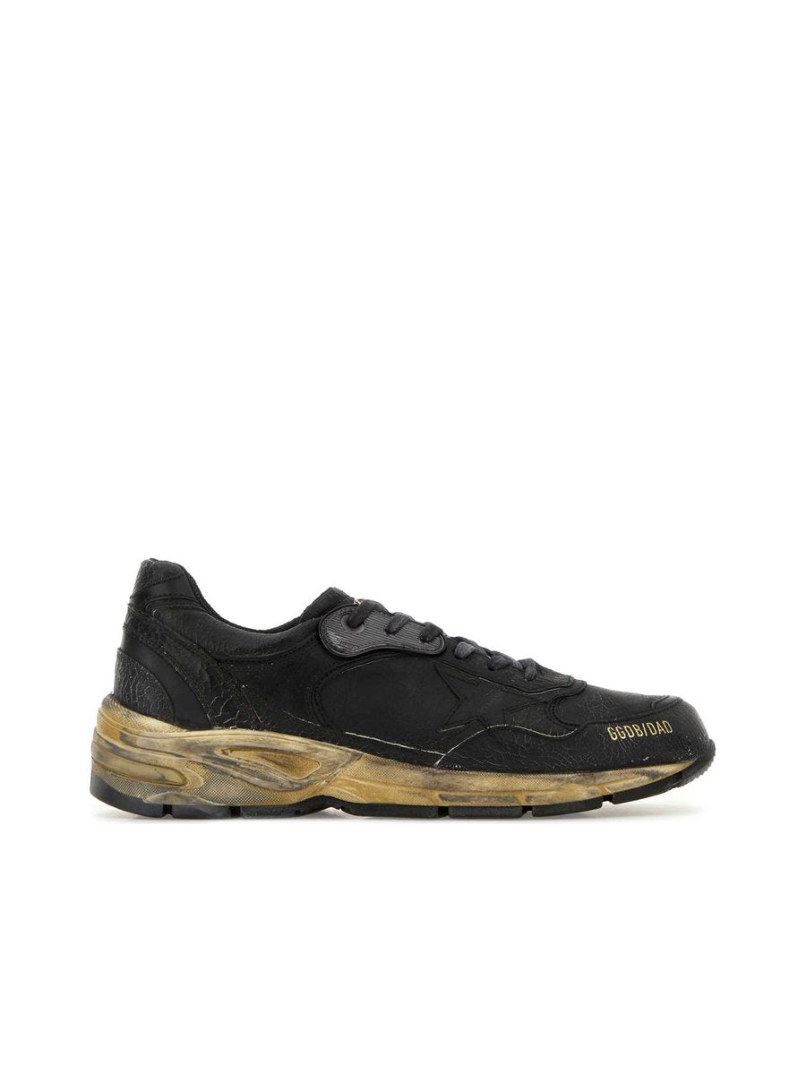 Golden Goose Running Dad Sneakers in Grey Crack Leather