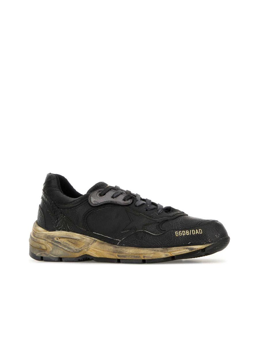 Golden Goose Running Dad Sneakers in Grey Crack Leather