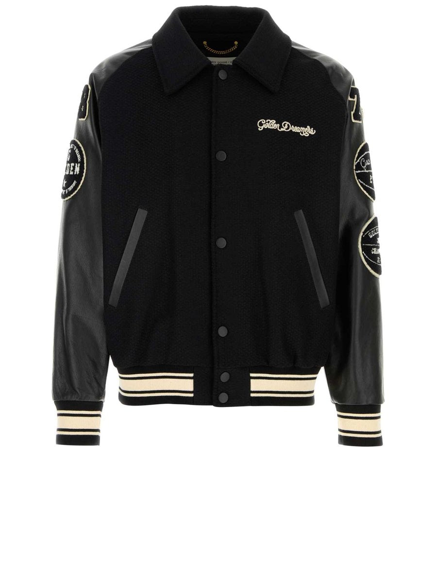 Golden Goose Deluxe Brand Bomber Jacket in Black Virgin Wool