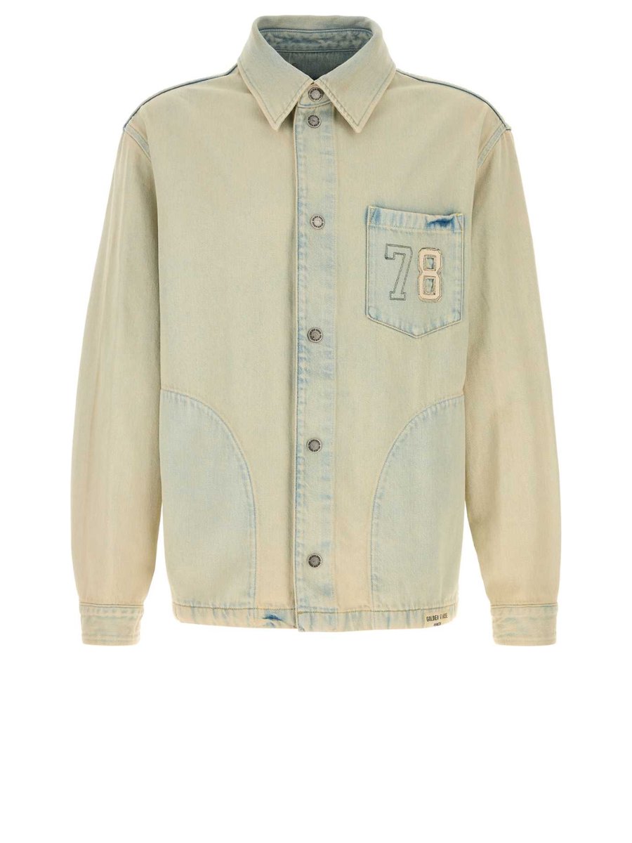 Golden Goose Journey Denim Work Jacket in Light Blue Cotton