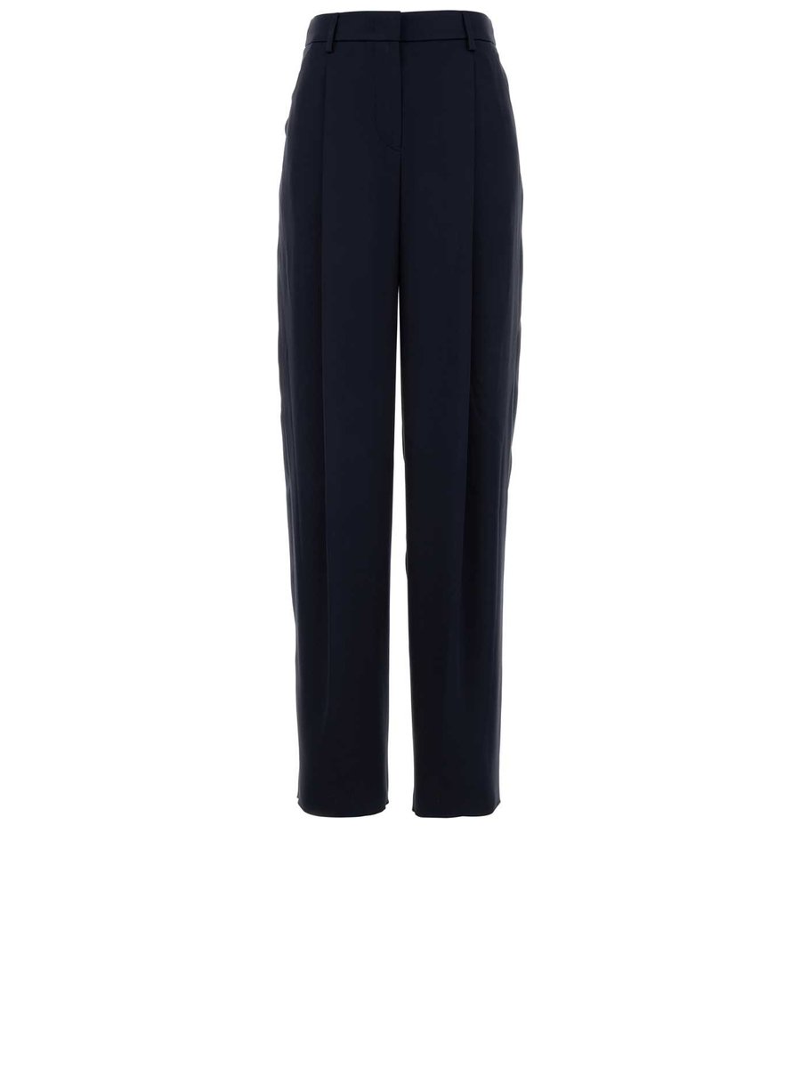 Giorgio Armani Pleated Pants in Blue Silk