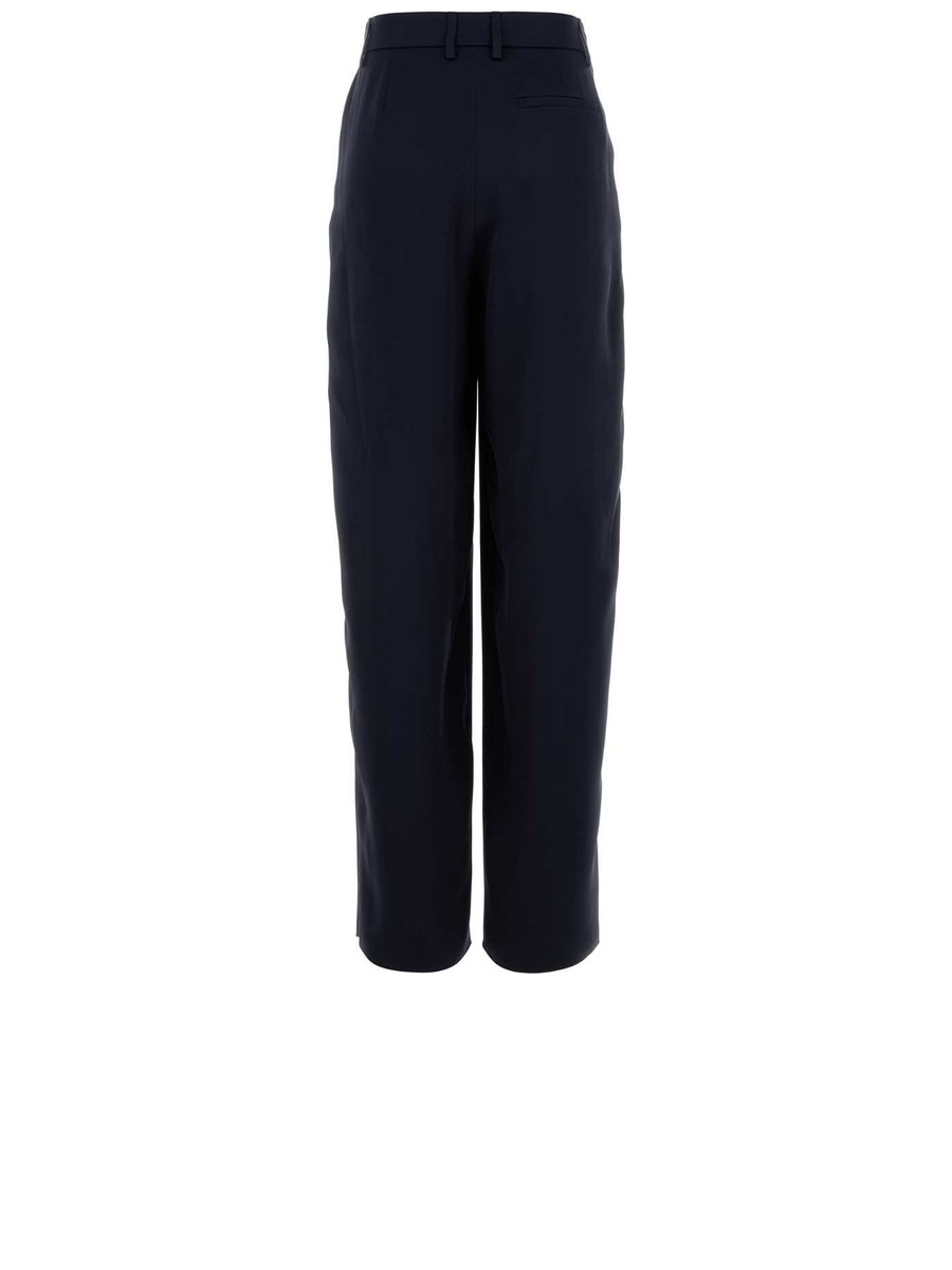 Giorgio Armani Pleated Pants in Blue Silk