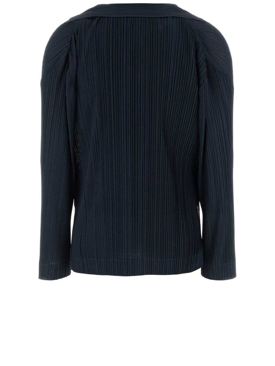 Giorgio Armani Pleated Shirt in Blue Polyester