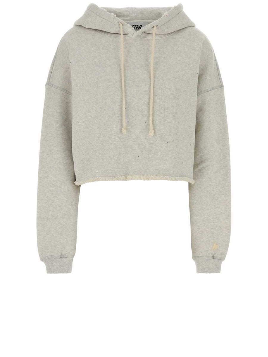 Golden Goose Star Oversized Cropped Sweatshirt in Grey Cotton