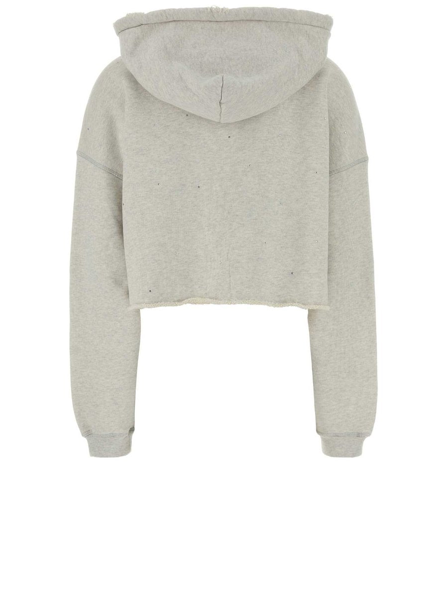 Golden Goose Star Oversized Cropped Sweatshirt in Grey Cotton