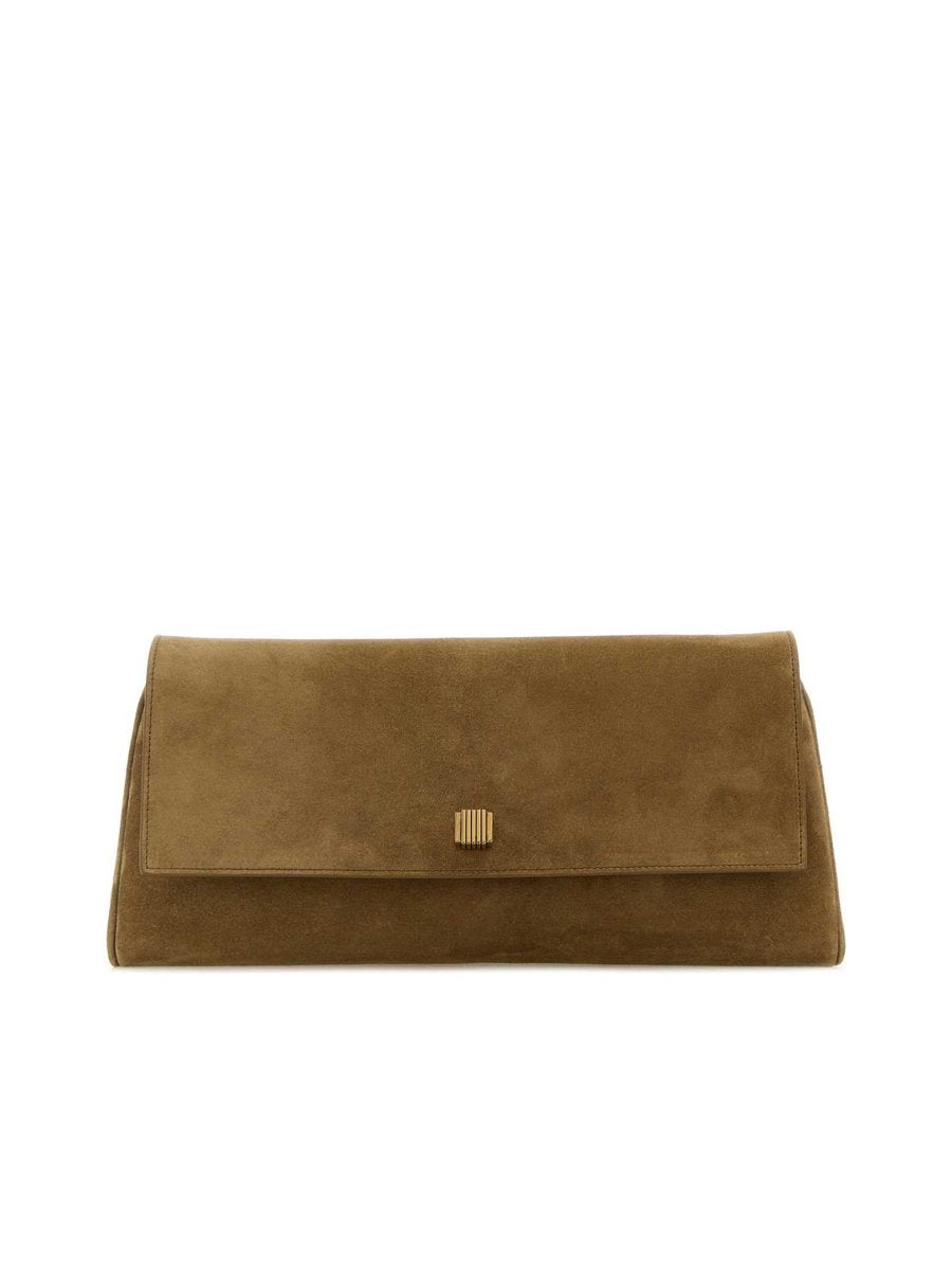 Khaite Audrey Foldover Suede Clutch Bag