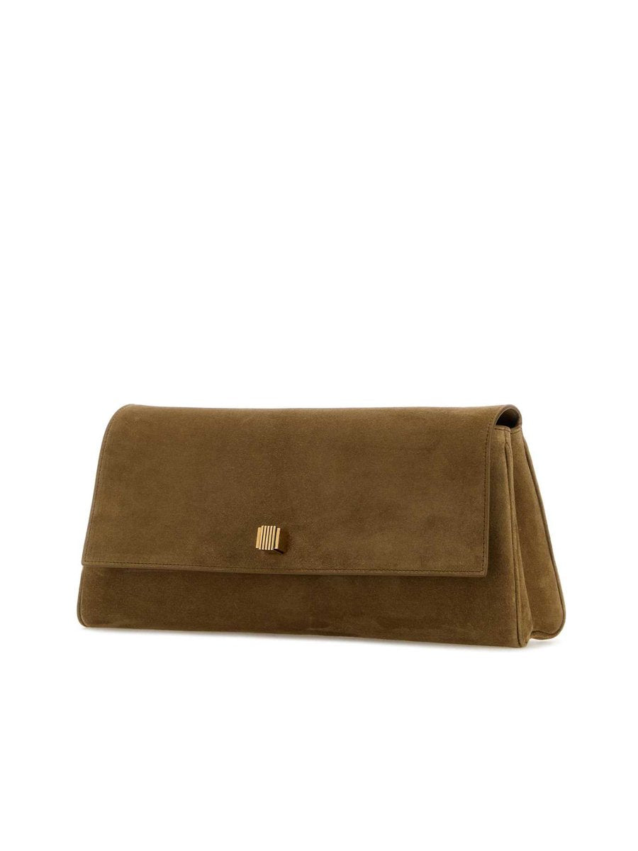 Khaite Audrey Foldover Suede Clutch Bag