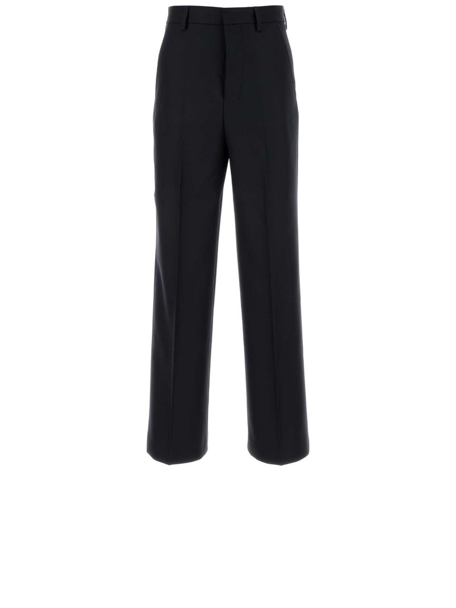 Ami Wide Trousers in Blue Virgin Wool