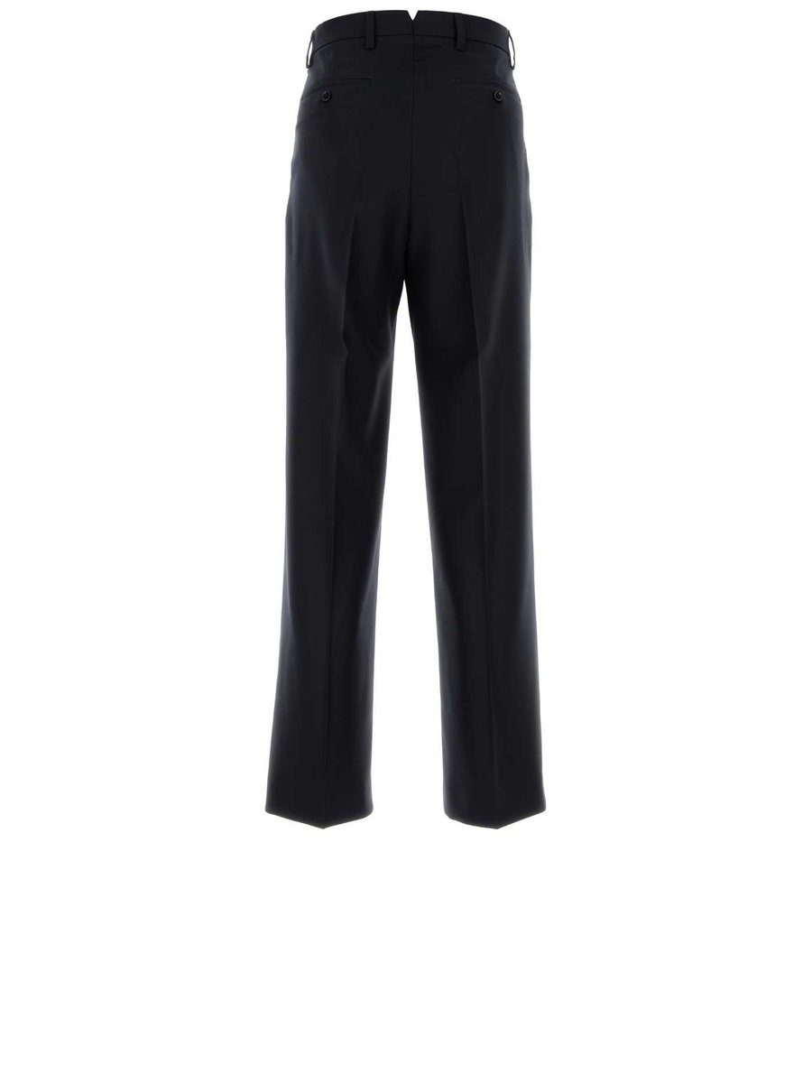 Ami Wide Trousers in Blue Virgin Wool