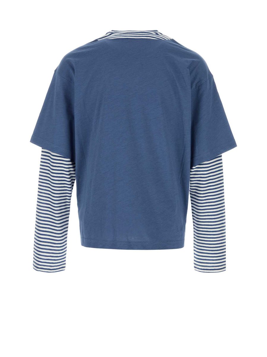 Marni T-Shirt in Light Blue Linen and Cotton