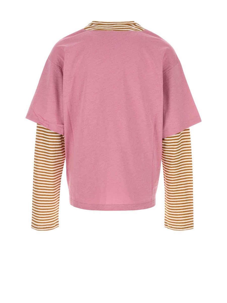 Marni T-Shirt in Pink Linen and Cotton