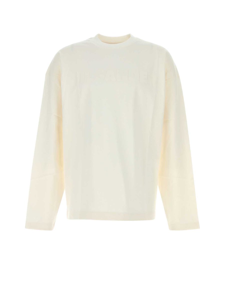 Jil Sander Long Sleeve T-Shirt in White Cotton