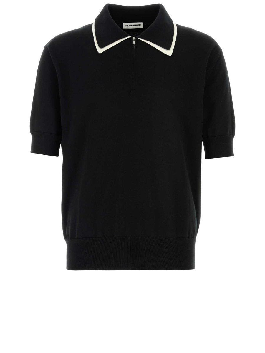 Jil Sander Polo T-Shirt in Black Cotton