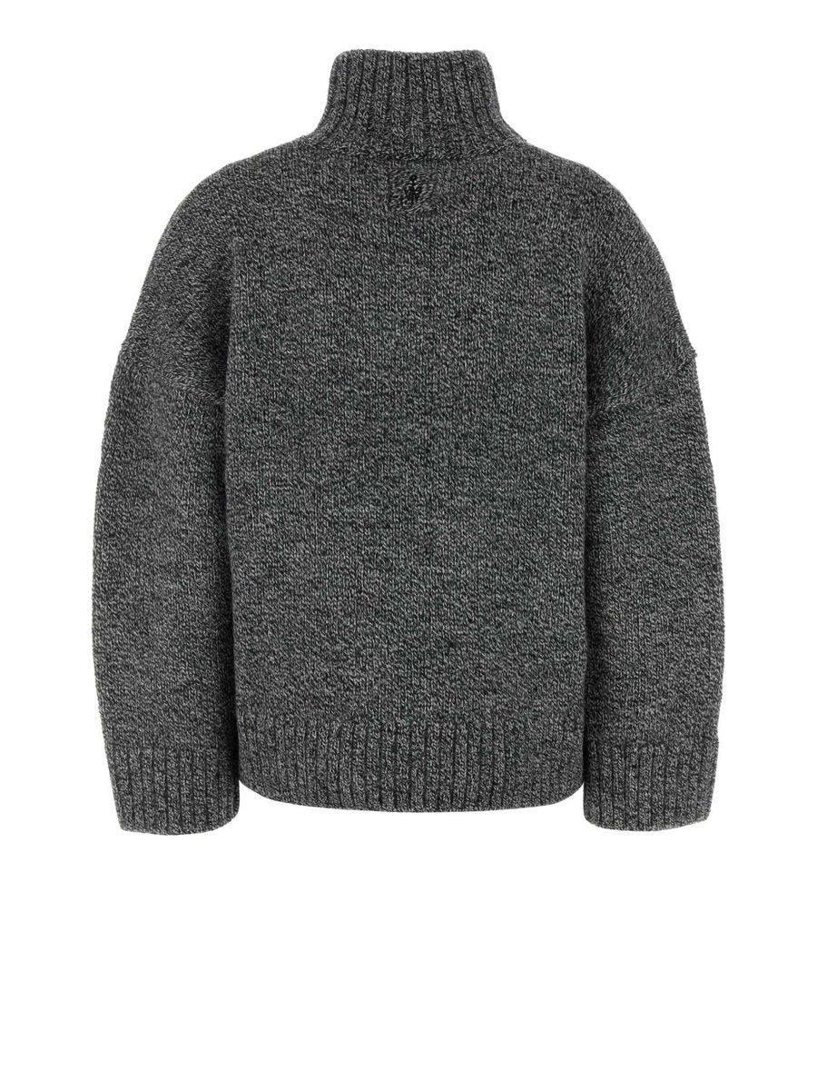 JW Anderson Leather Patch Pocket Jumper in Grey Wool Alpaca Blend