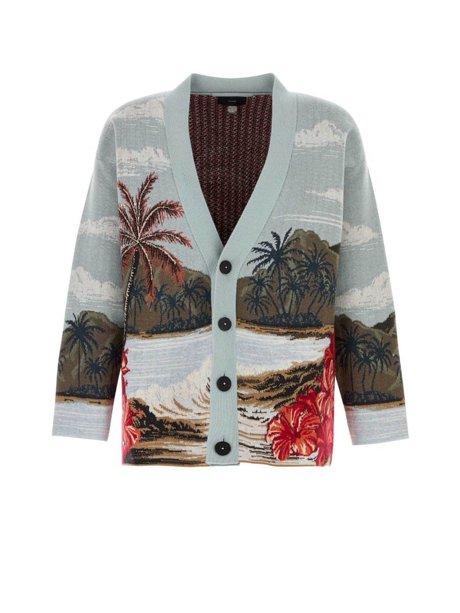 Alanui Hidden Bay Cardigan in Multicolor Wool Silk Cotton Cashmere