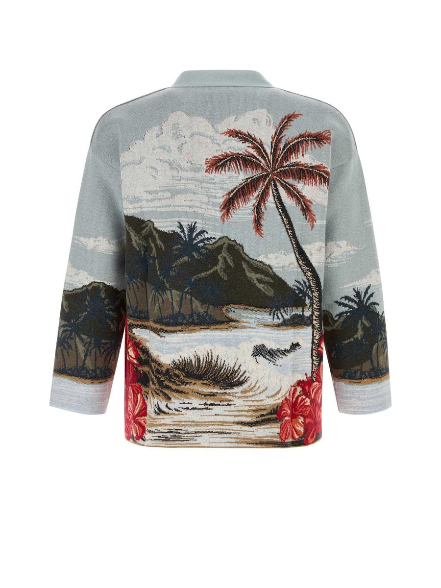 Alanui Hidden Bay Cardigan in Multicolor Wool Silk Cotton Cashmere