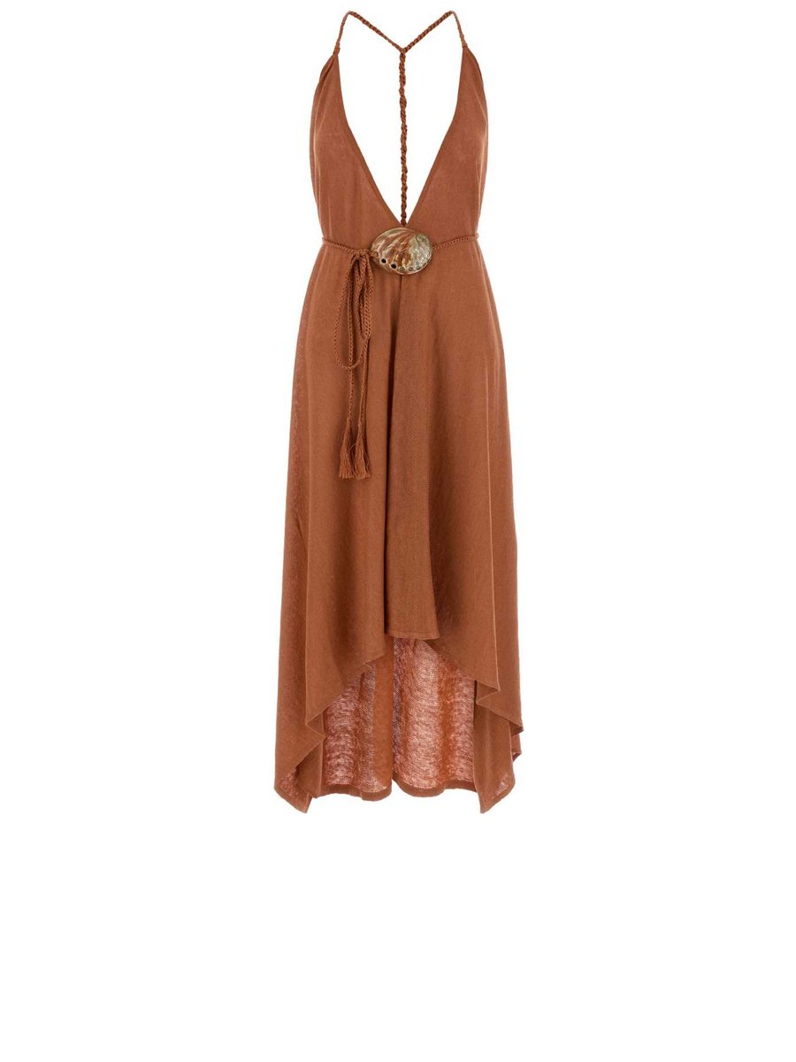 Alanui Mermaid Inside Dress in Red Linen