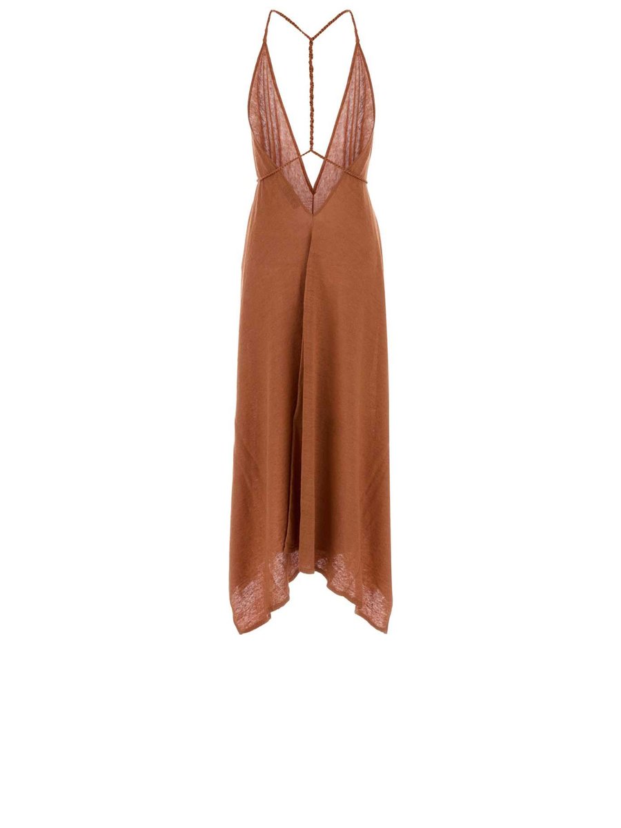 Alanui Mermaid Inside Dress in Red Linen