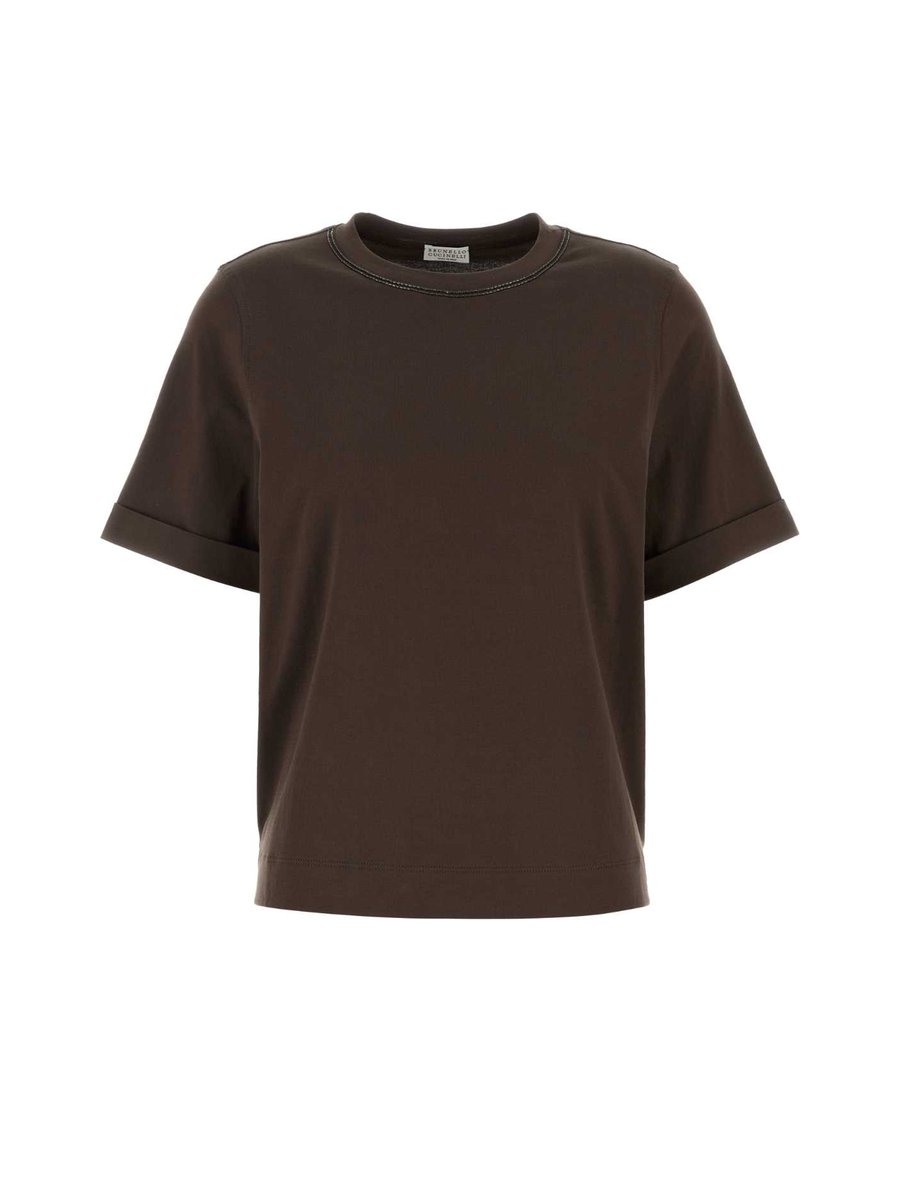 Brunello Cucinelli T-Shirt in Brown Cotton