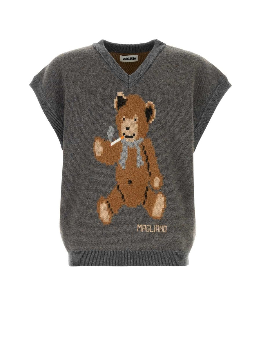 Magliano Teddy Bear Vest in Grey Wool Nylon