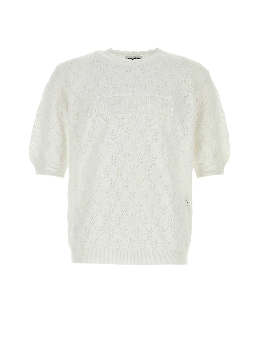 Magliano V Comunione Knitted Tee in White Cotton