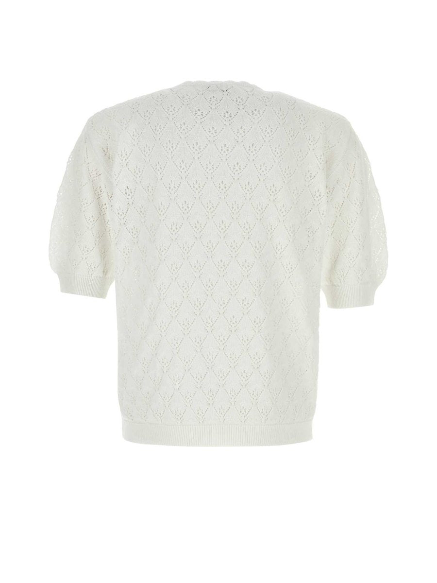 Magliano V Comunione Knitted Tee in White Cotton