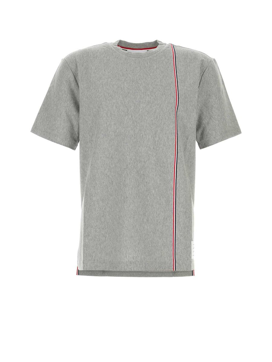 Thom Browne Short Sleeve T-Shirt in Grey Cotton Jersey