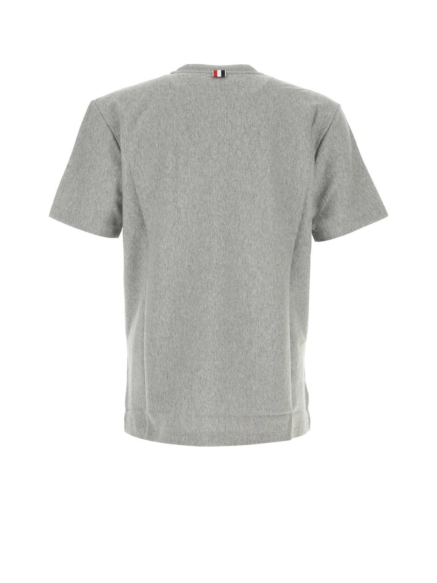 Thom Browne Short Sleeve T-Shirt in Grey Cotton Jersey