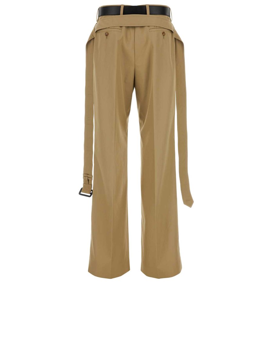 Prada Pants in Beige Cotton and Calfskin