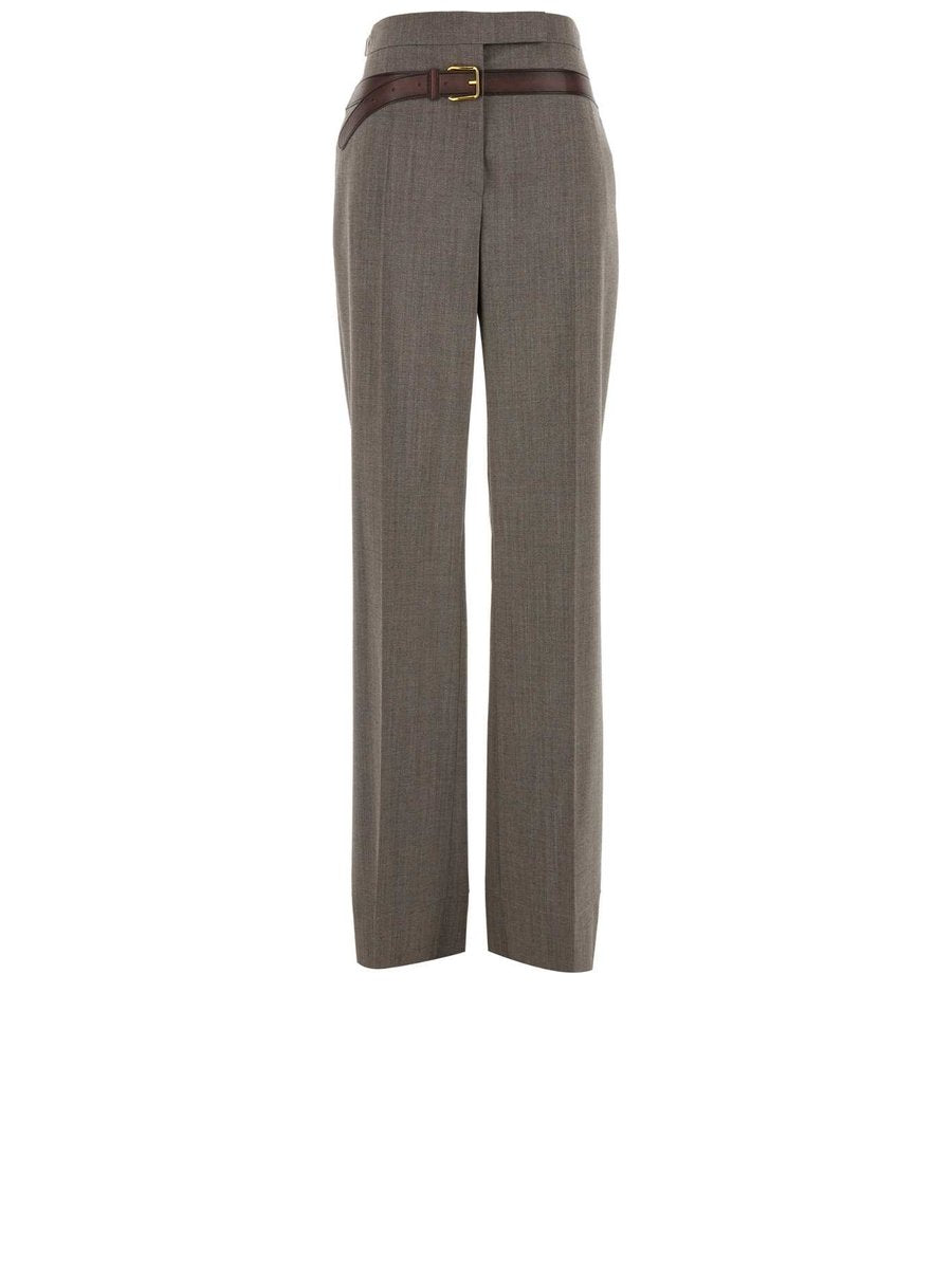 Prada Pants in Beige Polyester and Virgin Wool