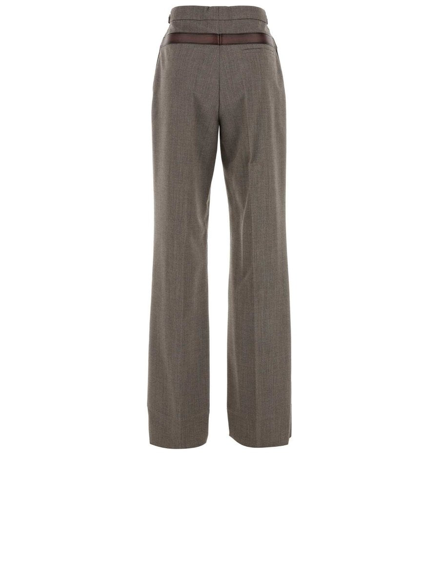 Prada Pants in Beige Polyester and Virgin Wool