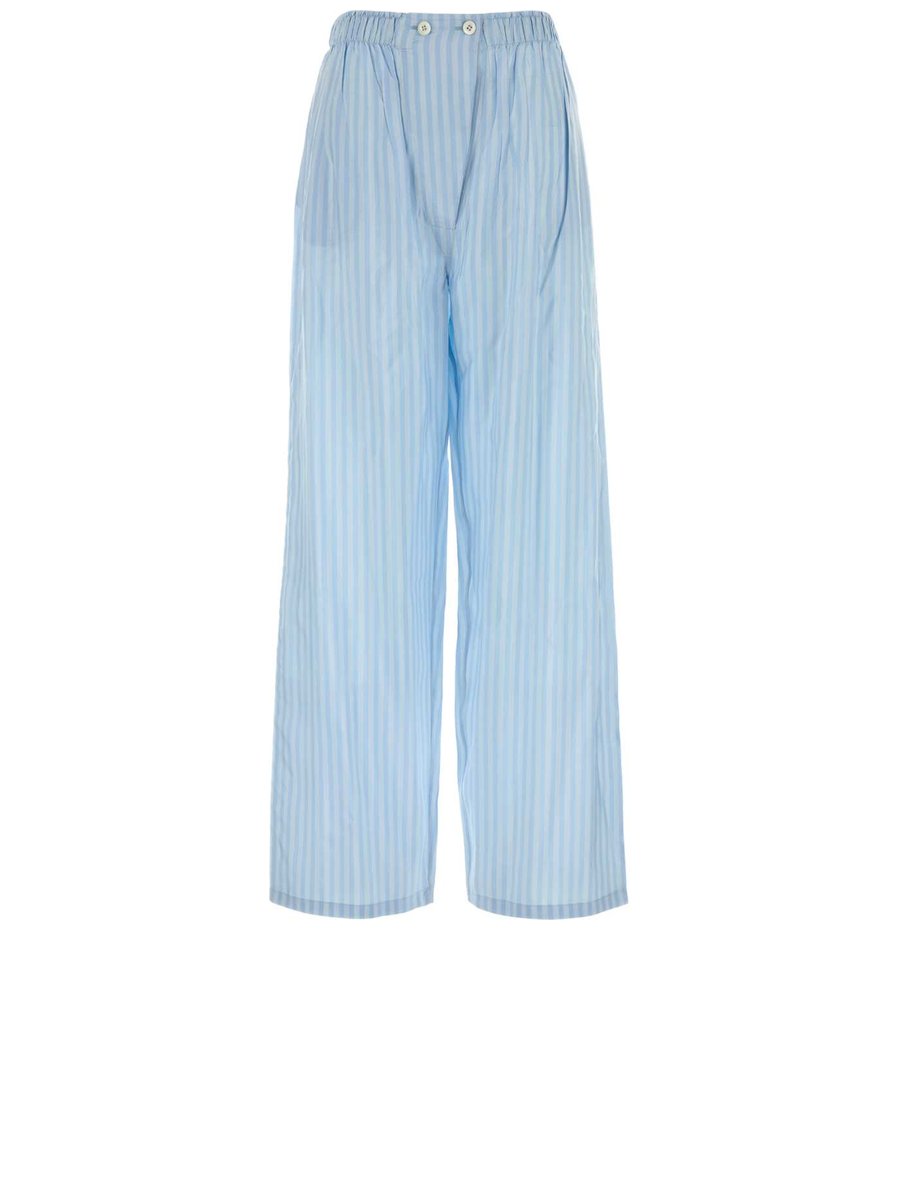Prada Pants in Striped Silk and Trochus Niloticus