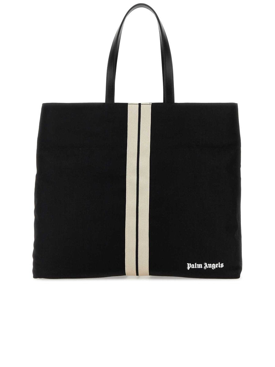 Palm Angels Black Track Cotton Tote Bag