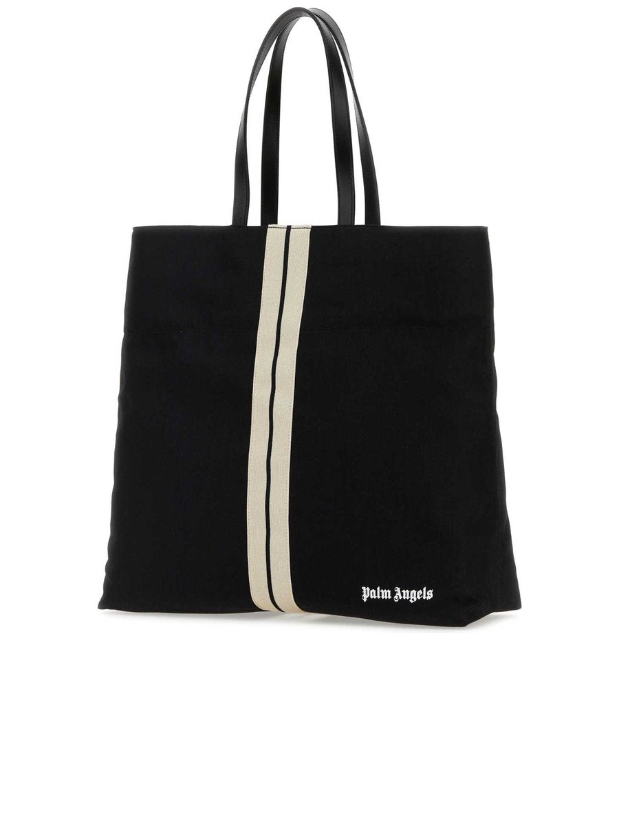 Palm Angels Black Track Cotton Tote Bag