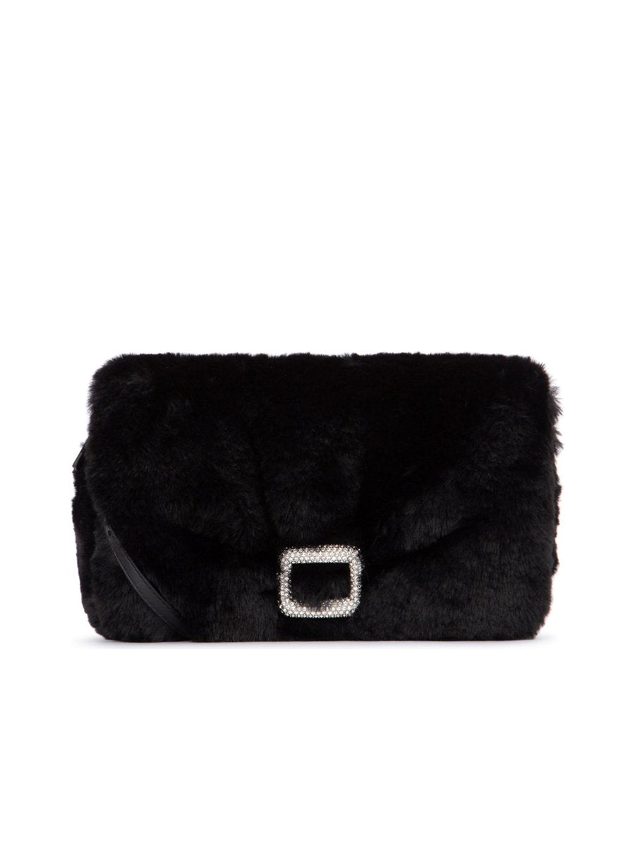 Roger Vivier Viv Choc Strass Phone Holder in Black Satin