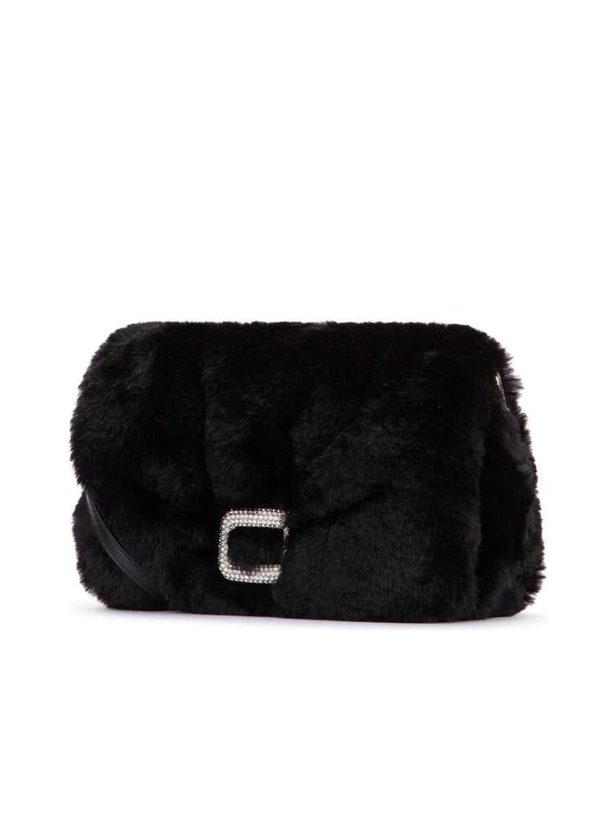 Roger Vivier Viv Choc Strass Phone Holder in Black Satin