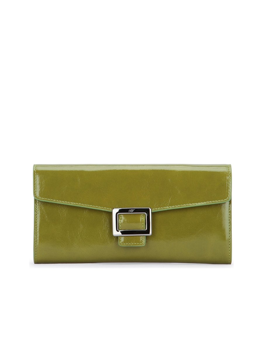 Roger Vivier Belle Vivier Wallet on Chain in Green Leather